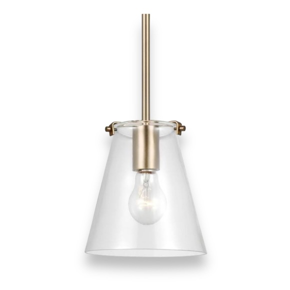 Generation Lighting Blaine 1-Light Satin Brass Hanging Pendant W/ Shade New - Picture 13 of 14